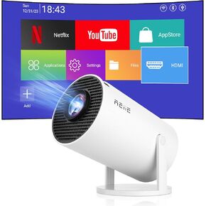 2025 Upgraded HY300 PRO+ Mini Portable Projector,Smart Projector with Android 11.0, 200 ANSI Lumens, Short Focus, WiFi6 + BT5.0, Support 4K 1080P Decoding, for Outdoor Camping,Home Theater