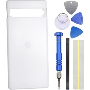 White Back Panel Cover Replacement for Google Pixel 7a with Installation Tool Kit
