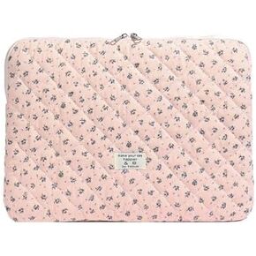 Cute Floral Puffy Laptop Sleeve Y2K Fairycore Carrying Tablet Case Cover Girly Cottagecore Aesthetic Protective Pouch (Blue Flower,11inch)