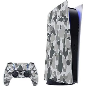 Skinit Decal Gaming Skin Compatible with PS5 Digital Edition Bundle - Shark Teeth Grey Street Camo Design