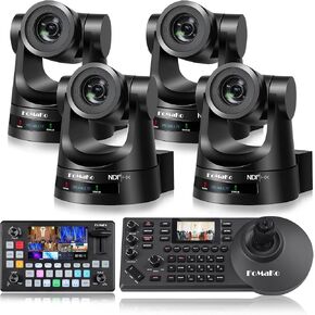 FoMaKo NDI Camera 30X Optical Zoom NDI PTZ Camera HDMI(4pcs) +KC601 Pro Video Mixer Switcher+ KC608 Pro PTZ Controller (BN302 + KC601 + KN30A x2)