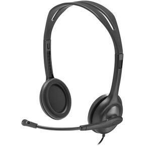 Logitech H111 Stero Headset - Stereo - Mini-Phone (3.5mm) - Wired - 20 Hz - 20 kHz - Over-The-Head - Binaural - Supra-aural - 7.71 ft Cable - Bi-Directional Microphone - Black, Graphite (Renewed)