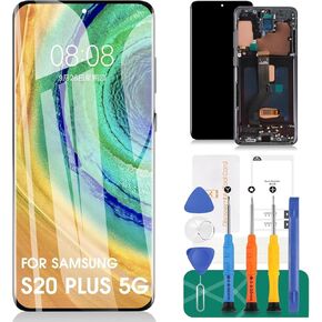 TFT for Samsung Galaxy S20 Plus 5G LCD Screen Replacement for Samsung S20+ 5G Display Digitizer for Galaxy SM-G985 SM-G986 SM-G986F SM-G986U Touch Screen Repair Kits(Black,with Frame)