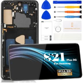 TFT for Samsung Galaxy S21 Plus 5G LCD Display for Galaxy S21 Plus 5g Screen Replacement for SM-G996U SM-G996U1 Digitizer Touch Screen Assembly Repair Part with Frame (Black)