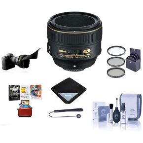 Nikon 58mm F/1.4g AF-S Nikkor Lens ، حزمة مع مجموعة مرشح 72 مم prooptic ، مجموعة التنظيف ، لف العدسة ، حبل CAP ، ظلال العدسة المرنة ، مجموعة برامج MAC