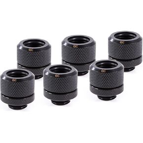 Alphacool Eiszapfen 14mm HardTube Compression Fitting G1/4 - Knurled - Deep Black - Sixpack (17552)