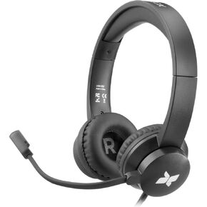 Wired On-Ear Headset with Adjustable Boom Mic, USB-A & USB-C Compatibility, in-Line Mute/Volume Control, Padded Headband & Earcups – for Gaming, Skype, Zoom, Online Meetings & Vlogging