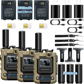 M8 Global Walkie Talkie with SIM Card Unlimited Range Cellular Network PoC Two Way Radio Long Range 6800mAh AES256 IP54 Shockproof Noise Reduction Type-C Charging Monitor 2 Pack