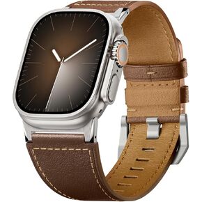 نطاقات جلدية من أجل Apple Watch Ultra Band 49mm 46mm 45mm 44mm 42mm ، حزام بديل متين من جلد العجل الأصلي.