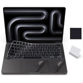 Palm Rest Cover Protector Sticker Keyboard Skin (3 in 1) for 2024 2023 MacBook Pro 14 inch M4 M3 A3112/A3185/A3401/A2992/A2918 Touch ID Trackpad Protector Anti Scratch Touch Pad Cover Skin,Space Black