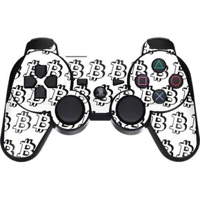 Skinit Decal Gaming Skin Compatible with PS3 Dual Shock Wireless Controller - Originally Designed Bitcoin Pattern Design