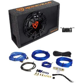 Rockville RVE12CA 12" 1400w Slim Vented Powered Car Subwoofer Sub Enclosure+Kit