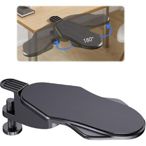 Computer Arm Rest for Desk, 180° Adjustable Rotating Desk Extender Tray, Elbow Armrest Support Keyboard Wrist Rest Pad, Ergonomic Arm Wrist Rest for Office (Black)