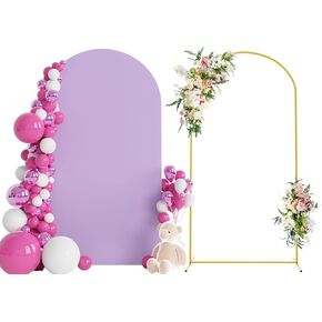 Wokceer Arch Backdrop Stand and 7.2FT Wedding Arch Cover Bundle for Wedding Ceremony Birthday Party Lavender