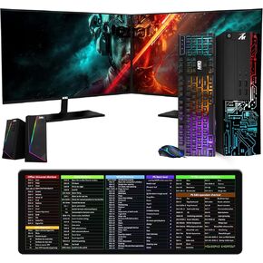 TechMagnet Computer Desktop PC, Core i5, Siwa 8, 16GB RAM, 128GB SSD Boot + 1TB HDD, 24 Inch Curved Monitor, RGB Keyboard Mouse, XL Cheatsheet Desk Pad, RGB Speaker, Webcam, Win 11 Home (Renewed)