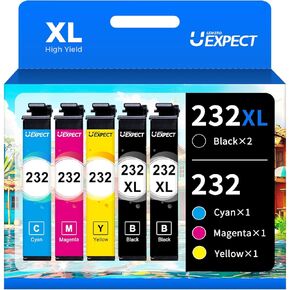 LemeroUexpect 232XL Ink Cartridges Combo Pack Remanufactured 232XL Ink Cartridges for Printer WF-2930 WF 2950 XP-4200 XP-4205 Ink Printers, 232 232XL Ink Cartridge 5 Pack