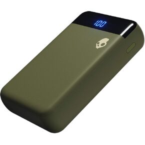 Skullcandy Stash Fuel 10,000 mAh Fast Charging Power Bank / Small and Light travel friendly Portable Charger for iPhone, Android and Other USB Devices - Olive
