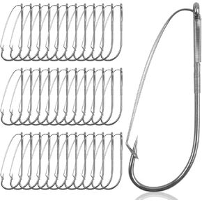 Weedless Wacky Rig Hooks, 35pcs Weedless Worm Hooks Bass Fishing Hooks with Wire Guard for Wacky Rigging Worm Lure Carbon Steel Fishing Hooks for Neko Rig Freshwater Saltwater 1/0 2/0 3/0