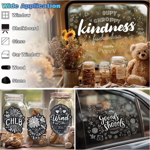 FansArriche Window Markers - 15mm Jumbo - 8 Pack of Neon Chalk Pens - Liquid Chalk Bright Car Markers, Chalkboard Markers for Windows, Blackboard, Glass, Signs, 3-in-1 nib in Kuwait