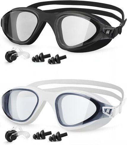 Swimming Goggles 2 Pack, Professional Anti Fog No Leaking UV Protection Wide View Swim Goggles for Women Men Adult Youth in Kuwait