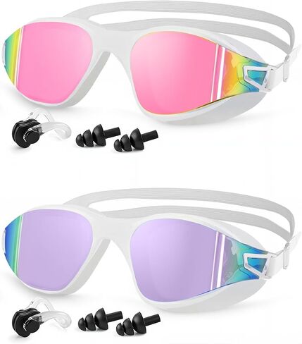 Swimming Goggles 2 Pack, Professional Anti Fog No Leaking UV Protection Wide View Swim Goggles for Women Men Adult Youth in Saudi Arabia