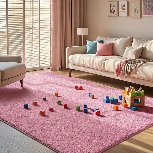 سجادة منطقة لغرفة النوم، سجاد وردي اللون مقاس 4 × 6 أقدام مع رغوة الذاكرة لغرفة النوم في غرفة المعيشة، سجادة أشعث منفوشة قابلة للغسل للفتيات وغرفة الأطفال وعطلة عيد الميلاد in Kuwait