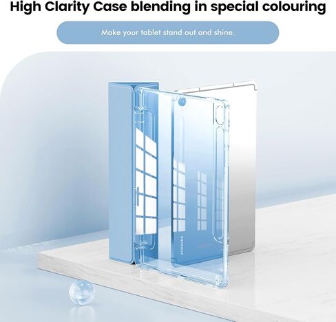 INFILAND Case for Samsung Galaxy Tab S10 FE/ S9 FE 5G 10.9 Inch/Tab S9 11 Inch with S Pen Holder, Slim Clear Protective Cover Support Auto Wake/Sleep (Blue) in Saudi Arabia