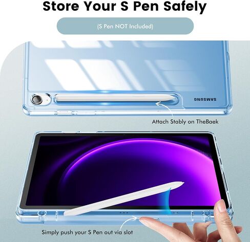 INFILAND Case for Samsung Galaxy Tab S10 FE/ S9 FE 5G 10.9 Inch/Tab S9 11 Inch with S Pen Holder, Slim Clear Protective Cover Support Auto Wake/Sleep (Blue) in Saudi Arabia