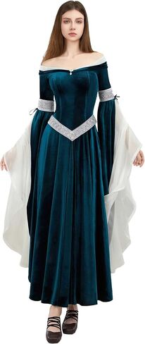 فستان عصر النهضة في العصور الوسطى، فستان Elf Clothing Rretro بأكمام من الشيفون in Saudi Arabia