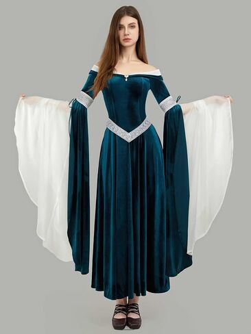 فستان عصر النهضة في العصور الوسطى، فستان Elf Clothing Rretro بأكمام من الشيفون in Saudi Arabia