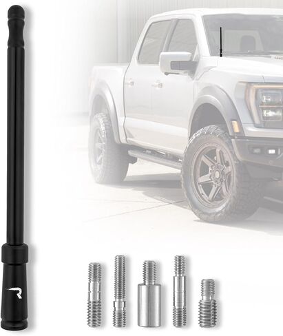 RECON Aluminum 8" Antenna Mast Style (Fits OEM Factory Threaded Antenna) Multiple Colors (Brushed Aluminum) in Saudi Arabia