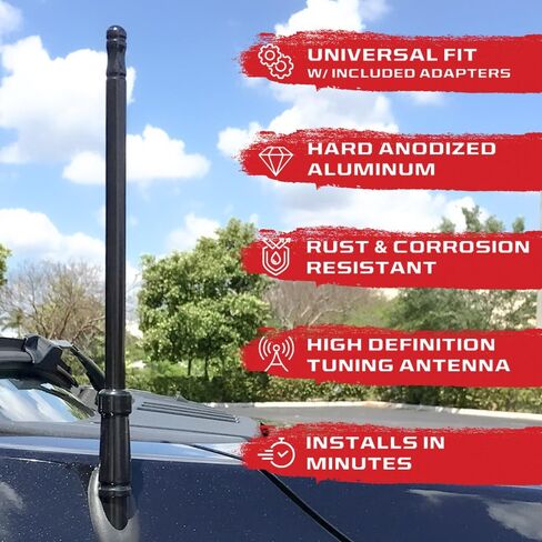 RECON Aluminum 8" Antenna Mast Style (Fits OEM Factory Threaded Antenna) Multiple Colors (Brushed Aluminum) in Saudi Arabia