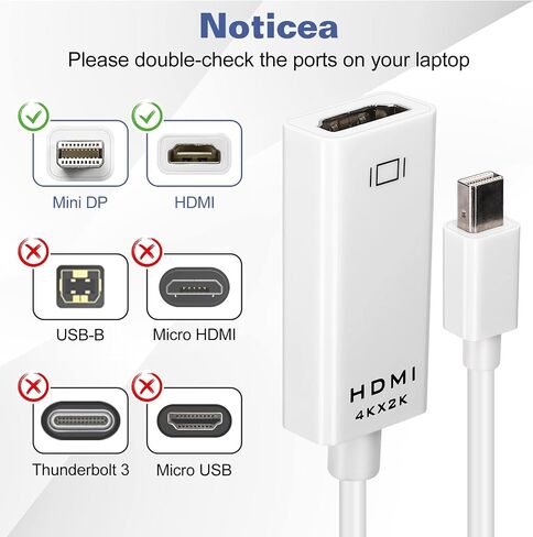 Mini DisplayPort to HDMI Adapter لـ Apple Macbook Air (قبل 2018) Mini DP إلى محول HDMI متوافق مع MacBook Air/Pro in Kuwait