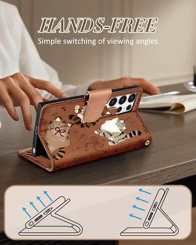 Toycamp for Samsung Galaxy S24 Ultra Wallet Case with Wrist Strap - Leather Flip Folio Phone Case مع RFID LOCKING 4 فتحات بطاقة Galaxy S24 Ultra Funda جمالية لطيفة للسيدة ، Black Sun Moon in Kuwait
