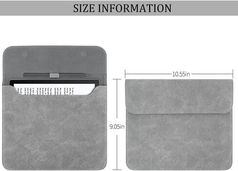 Sleeve Bag Suede Leather for 10.2" Kindle Scribe (1st Generation - 2022 Release), Portable Water Repellent Protective Case with Pen Loop and Magnetic Closure (Gray) in Kuwait