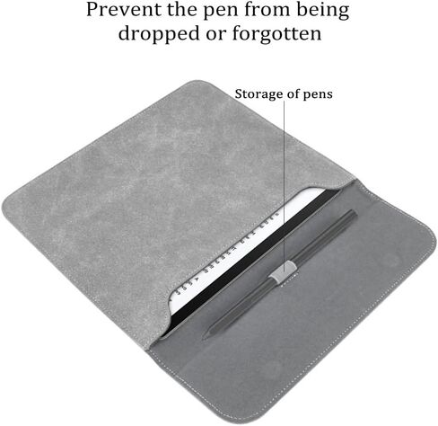 Sleeve Bag Suede Leather for 10.2" Kindle Scribe (1st Generation - 2022 Release), Portable Water Repellent Protective Case with Pen Loop and Magnetic Closure (Gray) in Kuwait