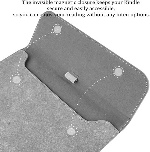 Sleeve Bag Suede Leather for 10.2" Kindle Scribe (1st Generation - 2022 Release), Portable Water Repellent Protective Case with Pen Loop and Magnetic Closure (Gray) in Kuwait