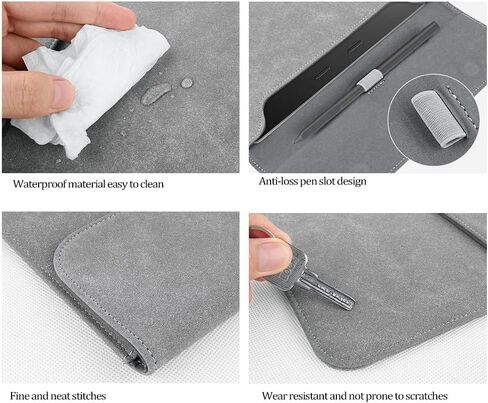 Sleeve Bag Suede Leather for 10.2" Kindle Scribe (1st Generation - 2022 Release), Portable Water Repellent Protective Case with Pen Loop and Magnetic Closure (Gray) in Kuwait