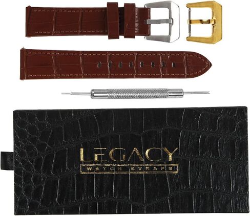 LEGACY Leather Watch Bands for Men - Top Grain Leather Watch Band Replacement Strap of Width 20mm, Compatible with Any Traditional or Smart Watch that Uses 20 mm Spring Bars - Great Gift, Black in Saudi Arabia