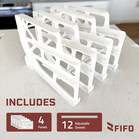 FIFO Countertop Can Tracker Hold Up To 54 Standard 10 to 15 Oz Can Sizes, White Stackable & Adjustable Can Organizer for Pantry | Rotating Canned Food and Soda Storage Kitchen Organizer (4 Pack) in Saudi Arabia