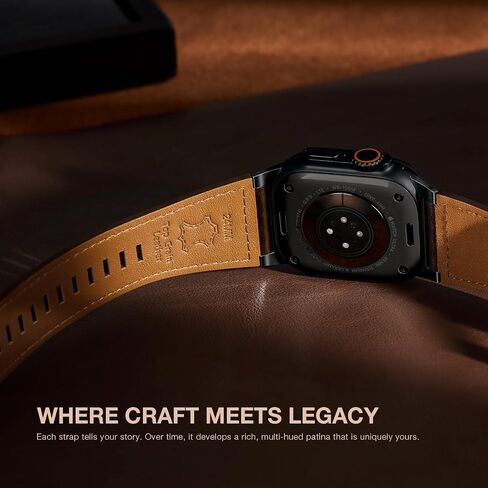 Suitisbest Leather Bands Compatible for Apple Watch Ultra Band 49mm 46mm 45mm 44mm 42mm, Genuine Calfskin Leather Durable Matel Connector Replacement Strap Fits Men iWatch Ultra 10 9 8 7 6 5 4 3 SE in Kuwait