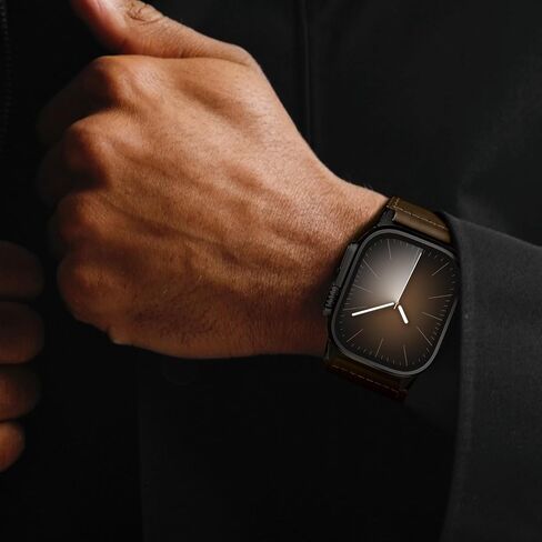 Suitisbest Leather Bands Compatible for Apple Watch Ultra Band 49mm 46mm 45mm 44mm 42mm, Genuine Calfskin Leather Durable Matel Connector Replacement Strap Fits Men iWatch Ultra 10 9 8 7 6 5 4 3 SE in Kuwait