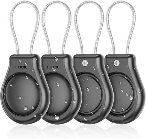 Waterproof AirTag Keychain Holder （4 Pack） Secure Holder With Wire Cable Air Tag Lock Case Keychain Key Ring Key Chain Luggage tag For Keys, Luggage & More Men Women's Keyrings & Keychains in Saudi Arabia