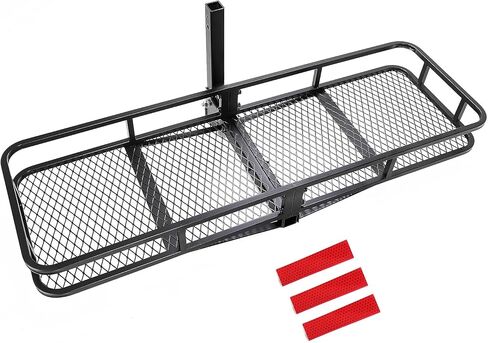 KUAFU 60"x20"x6" Folding Hitch Mount Cargo Carrier Rear Luggage Basket Fit 2" Receiver for Van, SUV, Truck, Trailer, Car Fold Up Trailer Tow Hitch Cargo Rack 550LBS Capacity in Kuwait