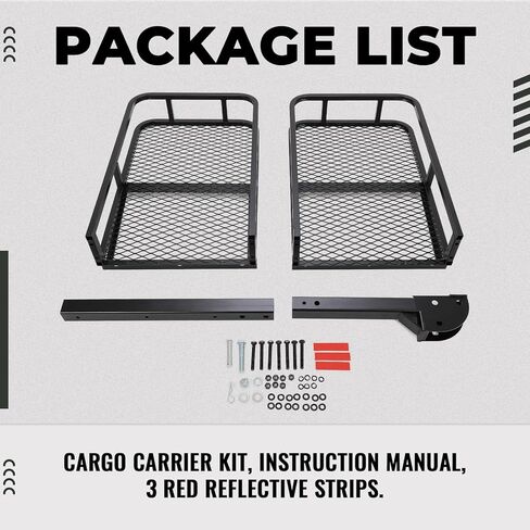 KUAFU 60"x20"x6" Folding Hitch Mount Cargo Carrier Rear Luggage Basket Fit 2" Receiver for Van, SUV, Truck, Trailer, Car Fold Up Trailer Tow Hitch Cargo Rack 550LBS Capacity in Kuwait