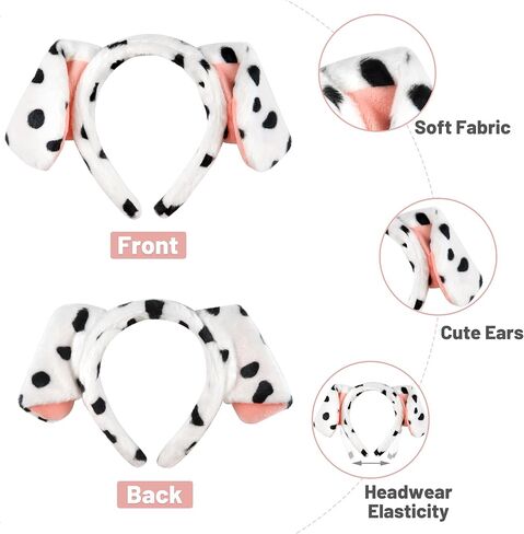 HOYDATE Dalmatian Headband with Dog Ears Costume Dog Ears Headband Cartoon Hair Hoop Dalmatian Headband Hair Accessories for Halloween Christmas Cosplay Party Favors Supplies (Brown) in Kuwait