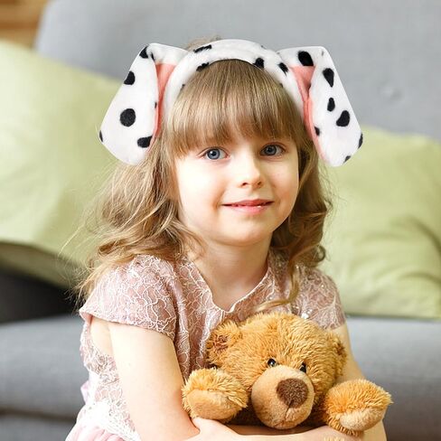 HOYDATE Dalmatian Headband with Dog Ears Costume Dog Ears Headband Cartoon Hair Hoop Dalmatian Headband Hair Accessories for Halloween Christmas Cosplay Party Favors Supplies (Brown) in Kuwait