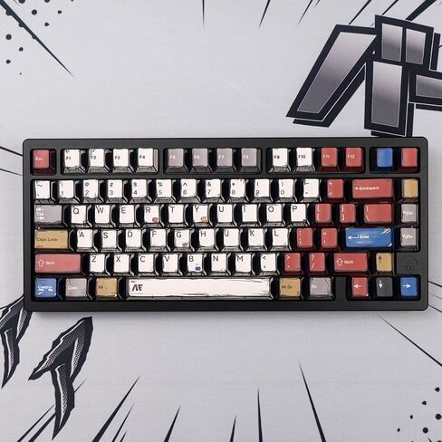 Retro PBT Keycaps -Anime Themed PBT Keycaps - Cherry Profile Shine Through Side Print Keycap Set for Mechanical Keyboard (137 Keys) - Colorful Gradient Design, Durable Material in Saudi Arabia