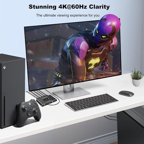 KVM Switch HDMI 1 Monitors 2 Computers, USB KVM Switches for 2 Computers Share 1 Keyboard Mouse and 1 Monitor, USB Switch 2 Computers Support 4K@60Hz, HDMI Switch Keyboard Mouse Switch in Saudi Arabia