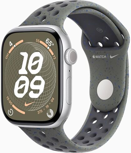 Apple Watch Series 10 [GPS + Cellular ، 46mm] - حالة الألومنيوم الفضية مع فرقة Cargo Khaki Nike Sport ، M/L (متجددة) in Kuwait